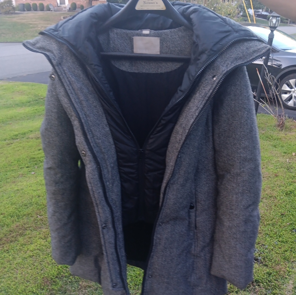 Soia & Kyo Gray Removable Hooded Jacket Zipper Lined Coat